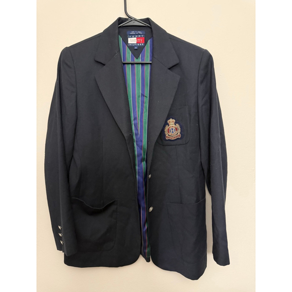 Women's Tommy Hilfiger Navy Blazer with Gold Crest Size 6 - Picture 2 of 6